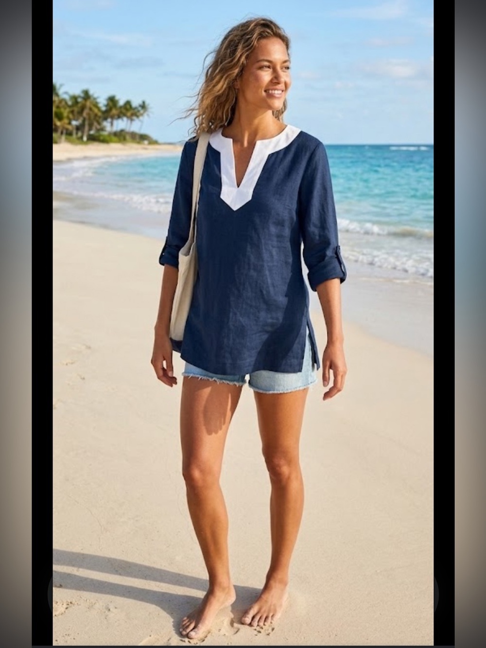 Lauren Ralph Lauren Navy Blue Tunic with White Trim